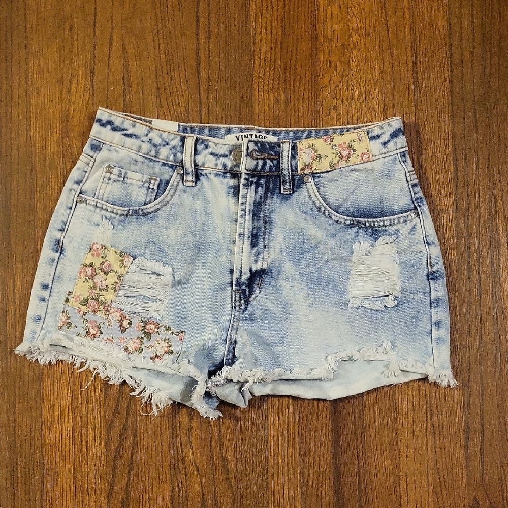 Almost Famous Vintage Blue Distressed Denim Shorts